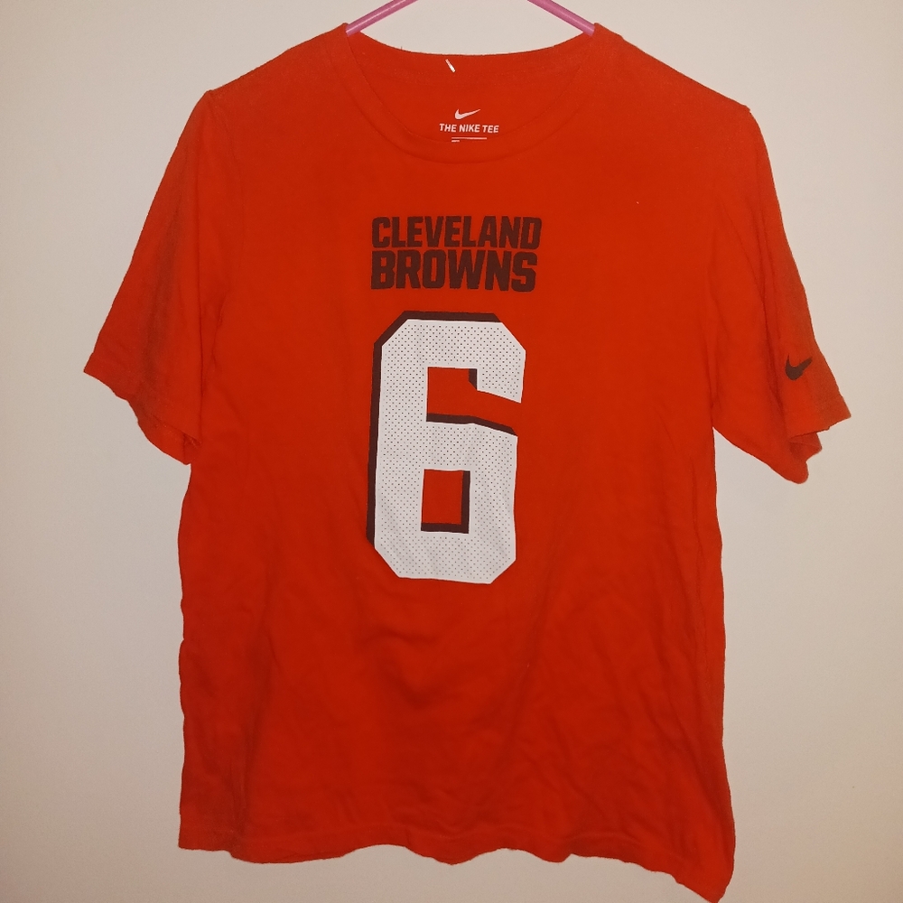 Cleveland Browns Mayfield 6 Shirt Boys XL Orange Short Sleeve Crew Neck Nike